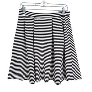 Womens Potter's Pot Black White Striped Pleated Skirt Polyester Stretch Size M